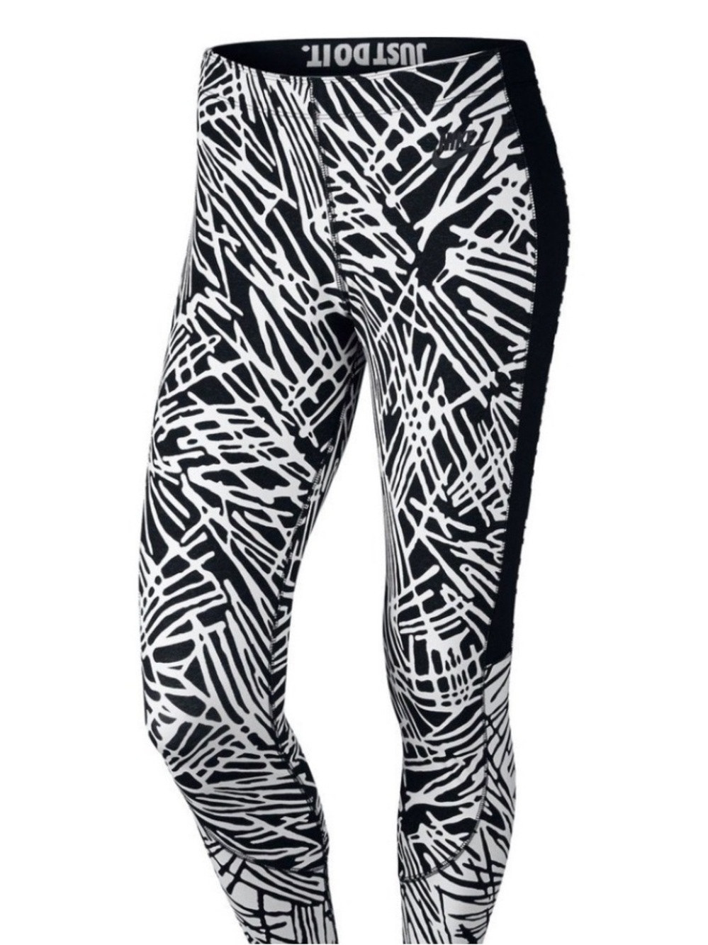 NIKE Leg-A-See Leggings Pants Black White Printed Palm Just Do It Small